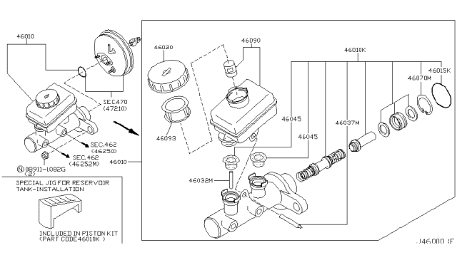 2004 Infiniti G35 Cylinder Assy-Brake Master Diagram for 46010-AC725