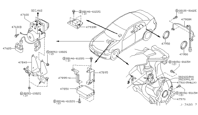 2003 Infiniti G35 Sensor Assembly-Anti SKID,Front RH Diagram for 47910-AL500