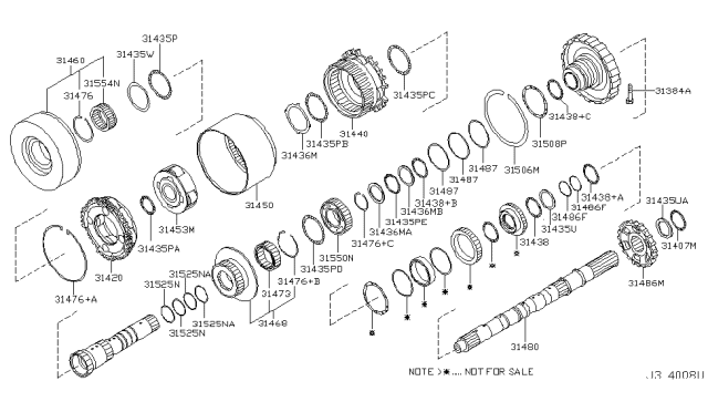 2005 Infiniti G35 Race - Needle Bearing Diagram for 31435-90X01