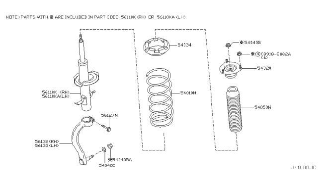 2007 Infiniti G35 Front Coil Spring Diagram for 54010-CM30A