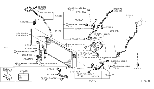 2005 Infiniti G35 Condenser,Liquid Tank & Piping Diagram