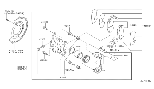 2004 Infiniti G35 Seal Kit-Disc Brake Diagram for 41120-2Y025