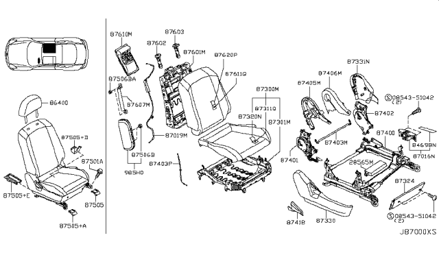 2005 Infiniti G35 Cover-RECLINING Device,Inner Diagram for 87406-AM301