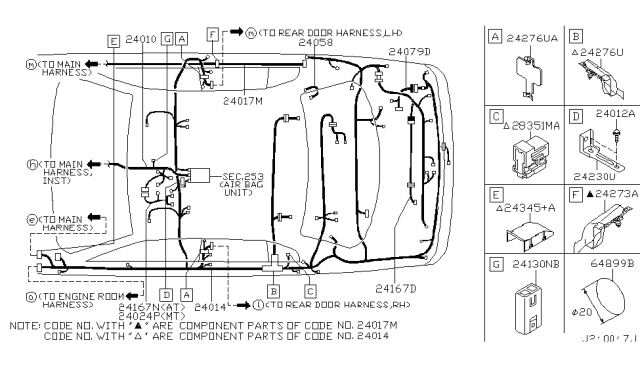 2007 Infiniti G35 Harness Assembly-Body Diagram for 24014-CM43A