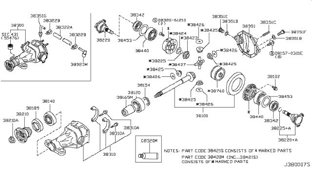 2004 Infiniti G35 Final Drive Assembly Diagram for 38301-2C322