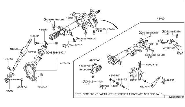 2006 Infiniti G35 Clamp-Steering Column,Lower Diagram for 48963-AM610