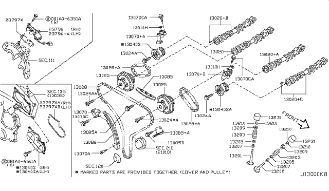 2005 Infiniti G35 Tensioner Assy-Chain Diagram for 13070-AL507