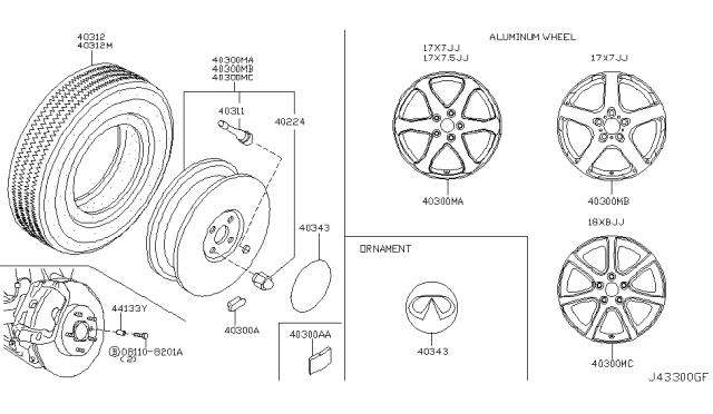 2003 Infiniti G35 Ornament - Disc Wheel Diagram for 40342-AL000