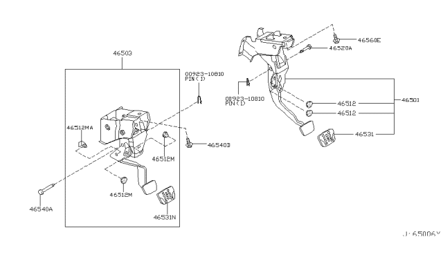 2005 Infiniti G35 Pedal Assy-Clutch W/Bracket Diagram for 46503-AC700