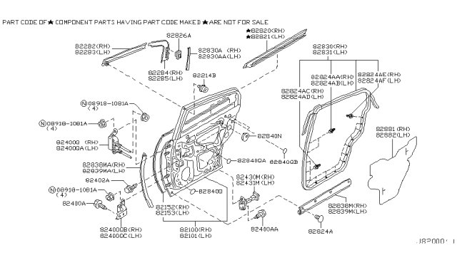 2003 Infiniti G35 Panel-Rear Door,Outer LH Diagram for 82153-AL530
