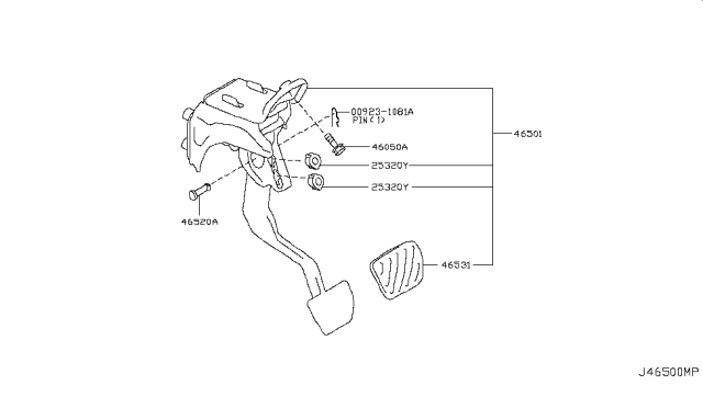 2015 Infiniti QX80 Brake & Clutch Pedal Diagram 1