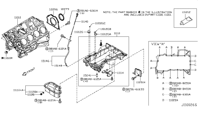 2014 Infiniti QX80 Cylinder Block & Oil Pan Diagram 1