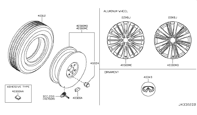 2019 Infiniti QX80 Aluminum Wheel Diagram for D0C00-6GW4A