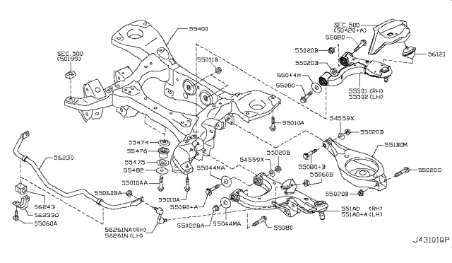2012 Infiniti QX56 Rear Left Suspension Arm Assembly Diagram for 55502-1LA0C