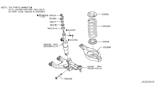 2018 Infiniti QX80 Bracket Assembly-Shock ABSORBER Mounting Diagram for 55322-1LA0A