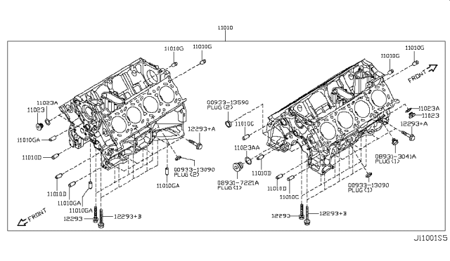 2014 Infiniti QX80 Cylinder Block & Oil Pan Diagram 2