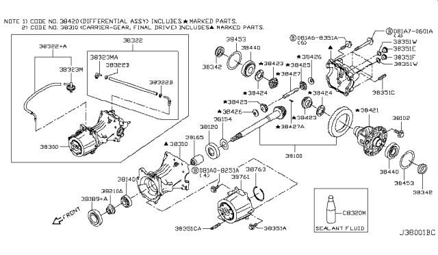 2019 Infiniti QX50 Bearing-Differential Diagram for 38440-4BF0A