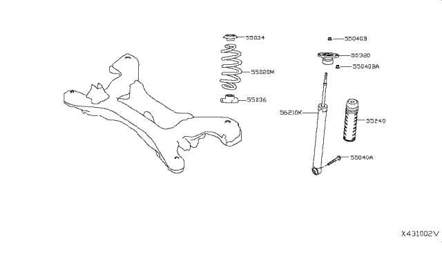 2019 Infiniti QX50 Rear Suspension Bound Bumper Assembly Diagram for 55240-5NA0B