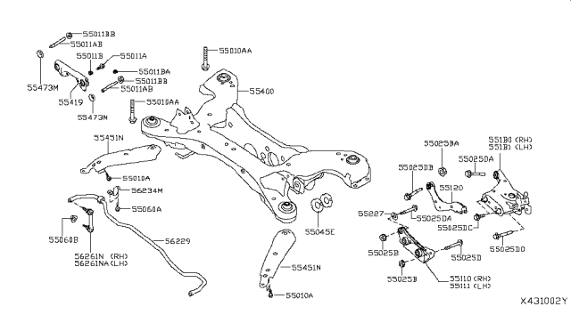 2019 Infiniti QX50 Link Complete-Lower,Rear Suspension LH Diagram for 551A1-5NA0A