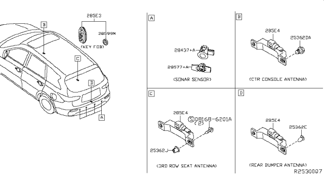 2016 Infiniti QX60 Switch Assembly - Smart KEYLESS Diagram for 285E3-9NB5A