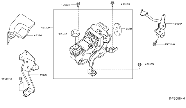2019 Infiniti QX60 Bracket Assy-Power Steering Pump Diagram for 49121-3KA0A