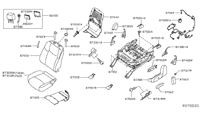 2017 Infiniti QX60 Trim Assembly - Front Seat Cushion Diagram for 87370-3JA5B