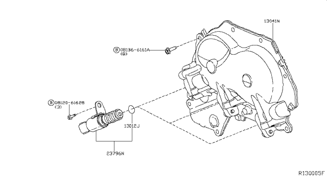 2014 Infiniti QX60 Cover Assembly Valve Timing Control Diagram for 13041-3TA1A