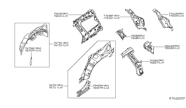 2014 Infiniti QX60 Brace Assy-Rear Fender,RH Diagram for G8164-3JAMA