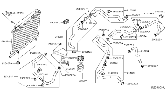 2017 Infiniti QX60 Connector-Sub Cooling Diagram for 21516-3JV1B