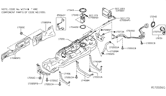 2015 Infiniti QX60 Tank Assembly - Fuel Diagram for 17202-3KA1B