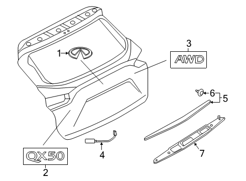 2020 Infiniti QX50 Exterior Trim - Lift Gate Diagram