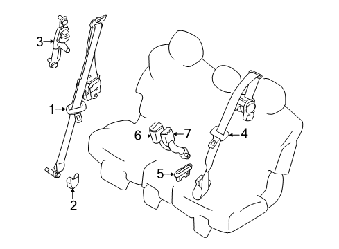 BELT ASSY-BUCKLE,REAR SEAT Diagram for 88852-6JL0A
