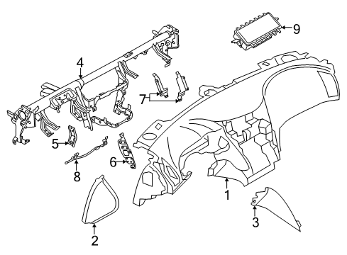 2021 Infiniti Q50 Cluster & Switches, Instrument Panel Diagram 1