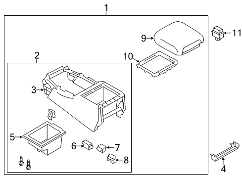 Center Console Bin Diagram for 96909-6JL0B