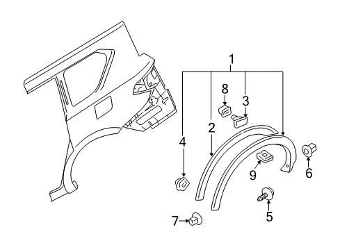 OVER FENDER-REAR LH Diagram for 93829-1LK1B