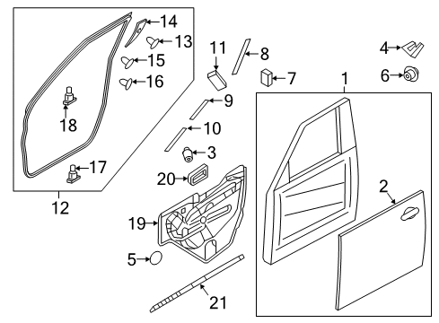 Weatherstrip-Front Door,RH Diagram for 80830-1LA0D