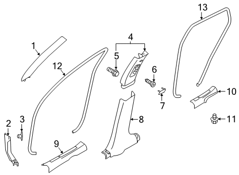 2020 Infiniti QX50 Interior Trim - Pillars, Rocker & Floor Diagram