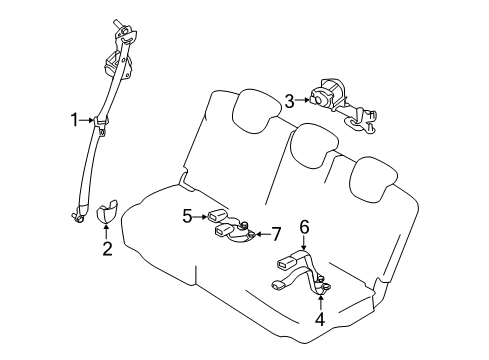 Belt Assy-Buckle,3rd Seat Diagram for 89852-6JE5A