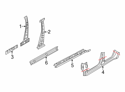 PILLAR - CENTER, INNER LH Diagram for 76531-6JL0A