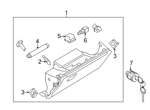 BUMPER-GLOVE BOX LID STOPPER Diagram for 68519-3TS0A