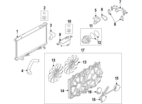 2022 Infiniti Q50 Cooling System, Radiator, Water Pump, Cooling Fan Diagram 2