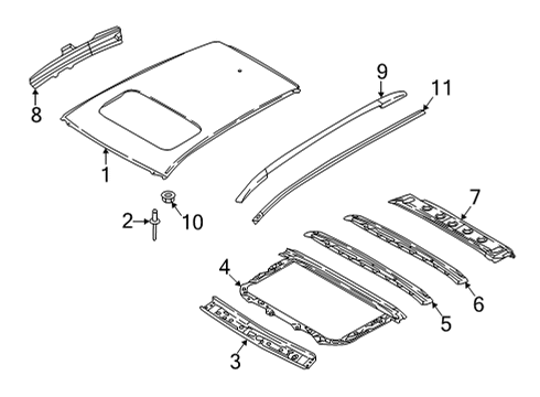 2023 Infiniti QX55 Roof & Components, Exterior Trim Diagram