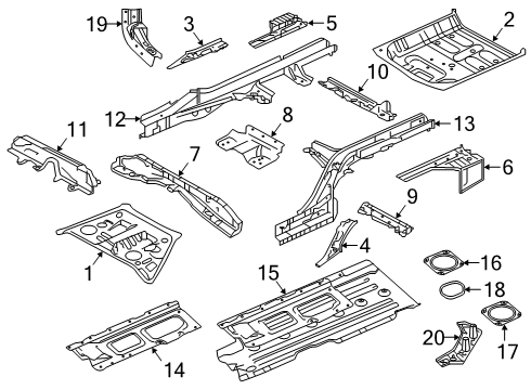 2019 Infiniti QX50 GUSSET - Floor Rear LH Diagram for 748B1-5NA7E