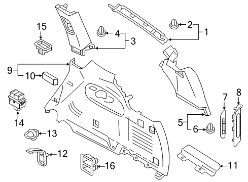 2015 Infiniti QX80 Finisher Assy-Luggage Rear Pillar,RH Diagram for 76934-6JL0A