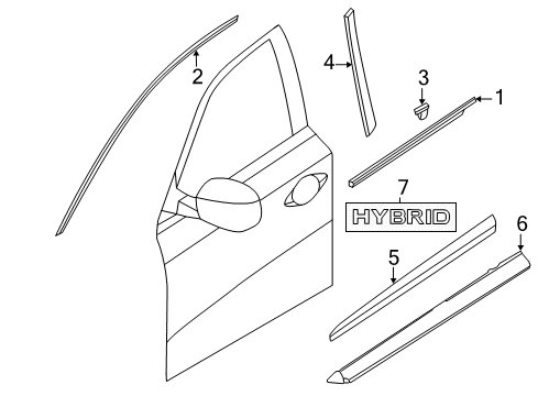 2020 Infiniti QX60 Exterior Trim - Front Door Diagram