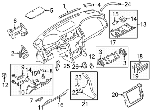 2021 Infiniti QX80 Cluster & Switches, Instrument Panel Diagram 3