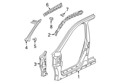 2020 Infiniti QX50 Aperture Panel, Hinge Pillar Diagram