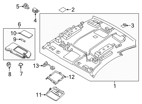 2020 Infiniti Q60 Interior Trim - Roof Diagram 2