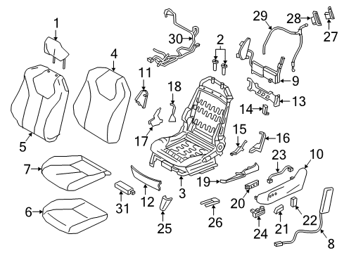 2020 Infiniti Q60 Driver Seat Components Diagram