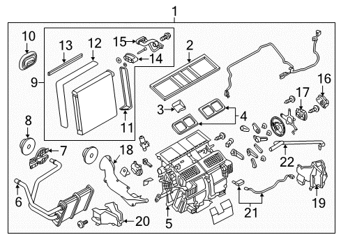 2021 Infiniti Q60 Evaporator Assy-Front Diagram for 27280-4GF2C